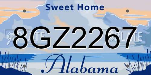 8GZ2267 Alabama License Plate