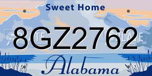 8GZ2762 Alabama License Plate