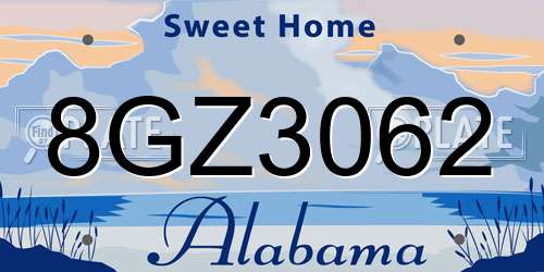 8GZ3062 Alabama License Plate