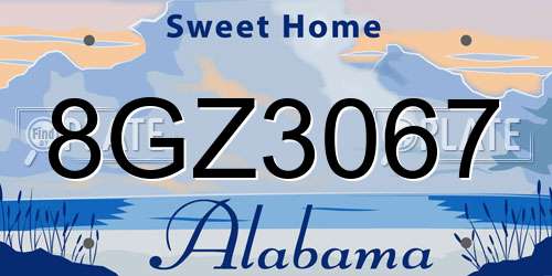 8GZ3067 Alabama License Plate
