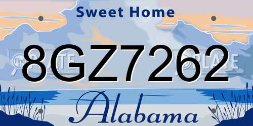 8GZ7262 Alabama License Plate