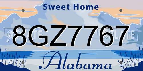8GZ7767 Alabama License Plate