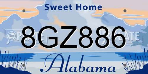 8GZ886 Alabama License Plate