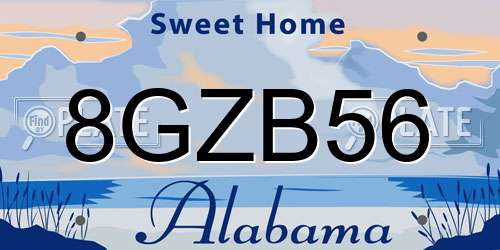 8GZB56 Alabama License Plate