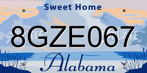 8GZE067 Alabama License Plate