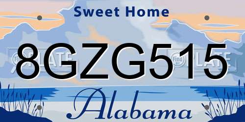 8GZG515 Alabama License Plate