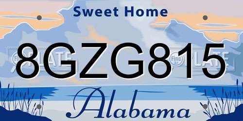 8GZG815 Alabama License Plate