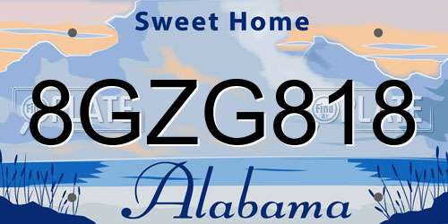 8GZG818 Alabama License Plate