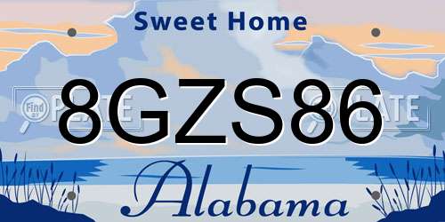 8GZS86 Alabama License Plate