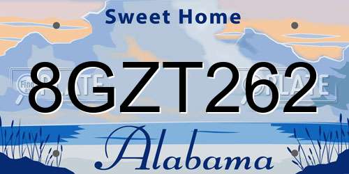 8GZT262 Alabama License Plate