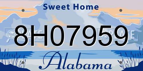 8H07959 Alabama License Plate