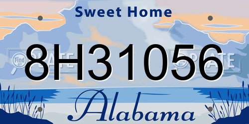 8H31056 Alabama License Plate