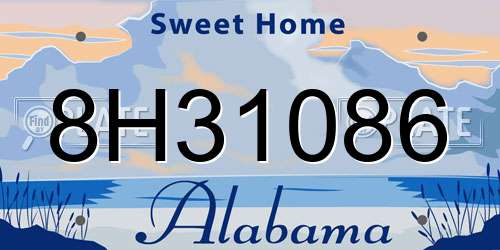 8H31086 Alabama License Plate