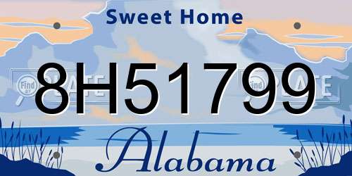 8H51799 Alabama License Plate