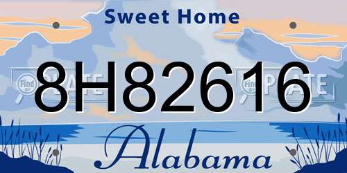 8H82616 Alabama License Plate