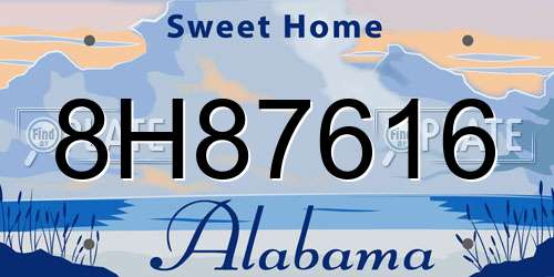 8H87616 Alabama License Plate