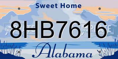 8HB7616 Alabama License Plate