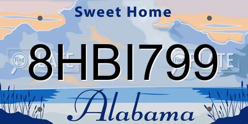 8HBI799 Alabama License Plate
