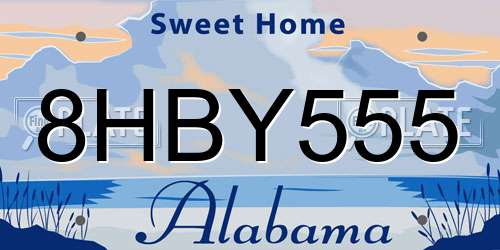 8HBY555 Alabama License Plate