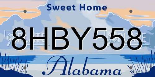 8HBY558 Alabama License Plate