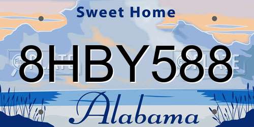 8HBY588 Alabama License Plate