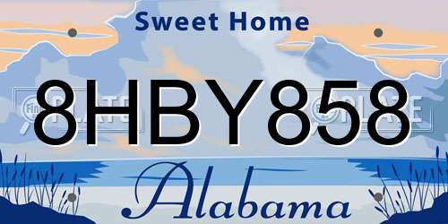 8HBY858 Alabama License Plate