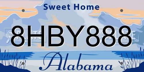 8HBY888 Alabama License Plate