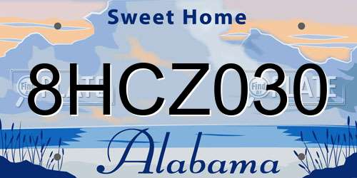 8HCZ030 Alabama License Plate