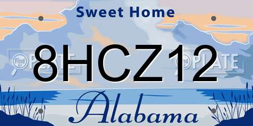 8HCZ12 Alabama License Plate