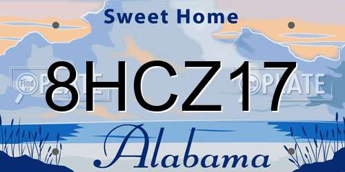 8HCZ17 Alabama License Plate