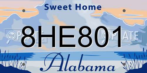 8HE801 Alabama License Plate