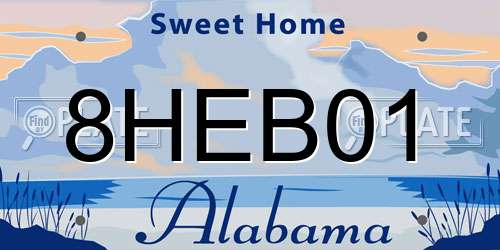 8HEB01 Alabama License Plate