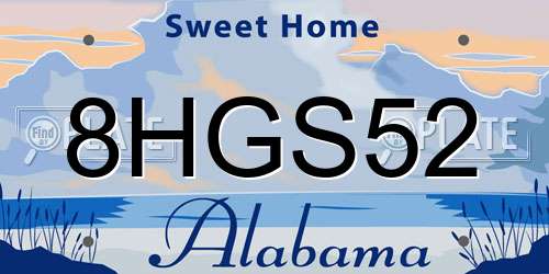 8HGS52 Alabama License Plate
