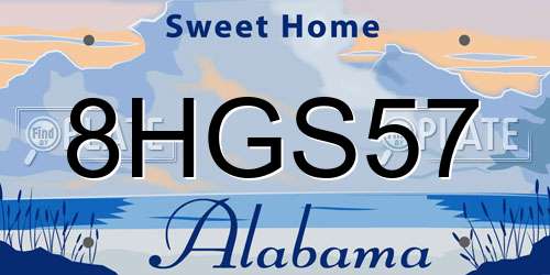 8HGS57 Alabama License Plate
