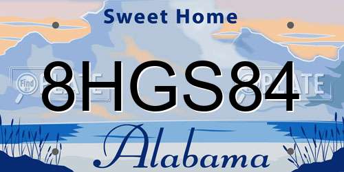 8HGS84 Alabama License Plate