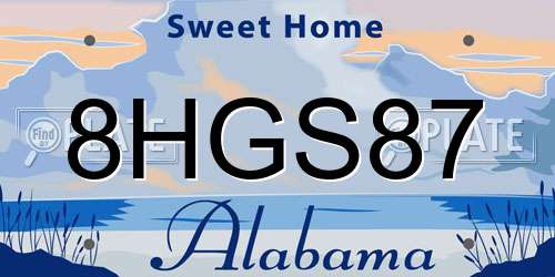 8HGS87 Alabama License Plate