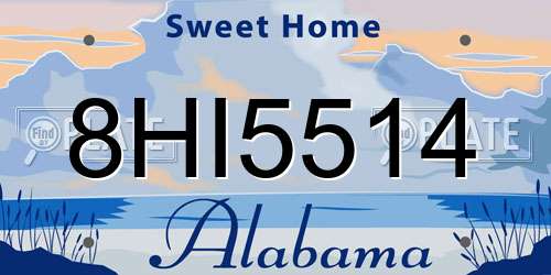 8HI5514 Alabama License Plate