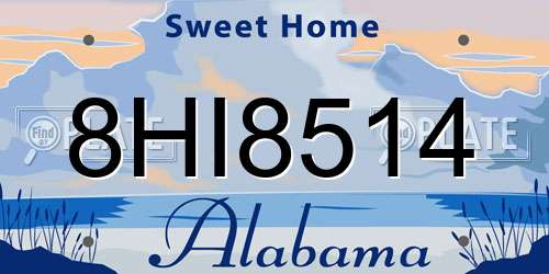 8HI8514 Alabama License Plate