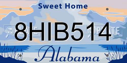 8HIB514 Alabama License Plate