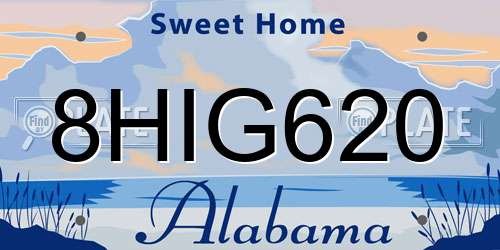 8HIG620 Alabama License Plate
