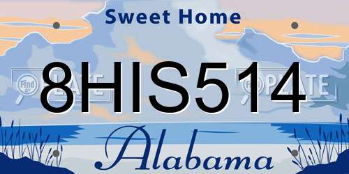 8HIS514 Alabama License Plate