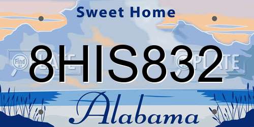 8HIS832 Alabama License Plate