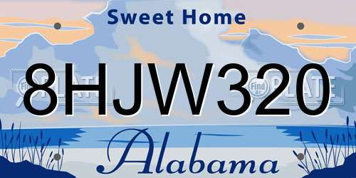 8HJW320 Alabama License Plate
