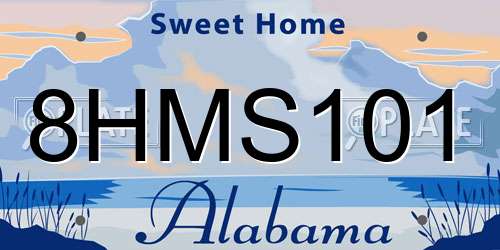 8HMS101 Alabama License Plate