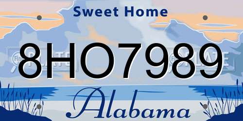 8HO7989 Alabama License Plate