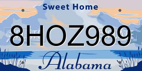 8HOZ989 Alabama License Plate