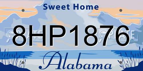 8HP1876 Alabama License Plate
