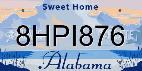 8HPI876 Alabama License Plate