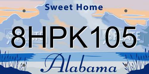 8HPK105 Alabama License Plate