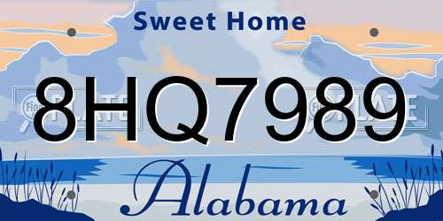 8HQ7989 Alabama License Plate